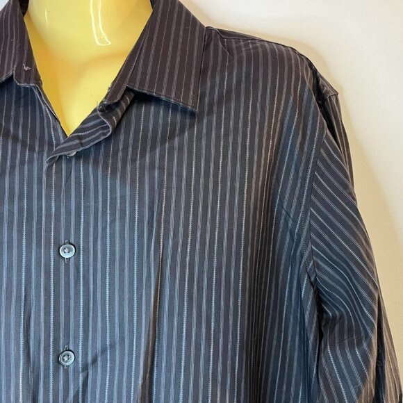 APT. 9 Big & Tall Men's Black Tie Striped Dress Shirt - Size LT - NWT - Picture 2 of 4
